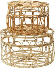 Round Washed Natural Oval Ring Box - (Set of 2)
