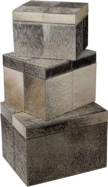 Nested Faux Pony Boxes- (Set of 3)