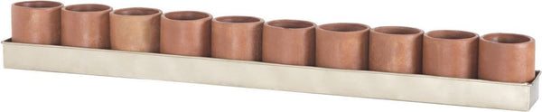 Kilnbricke Linear Centrepiece In Natural Terracota and Champagne Gold