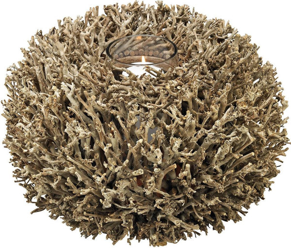 Briar Candle Holder In Light Washed Wood