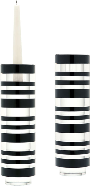 Sliced Tuxedo Crystal Candleholder - Large. (Set of 2)