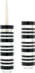 Sliced Tuxedo Crystal Candleholder - Large. (Set of 2)