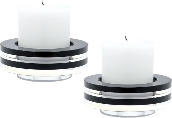 Round Tuxedo Crystal Candleholder - Set of2