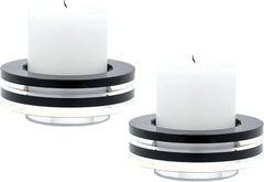 Round Tuxedo Crystal Candleholder - Set of2