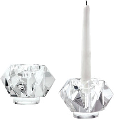 Faceted Star Crystal Candleholders - Small. (Set of 2)