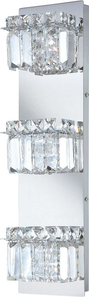 Crown 3 Light Vanity In Chrome and Clear Crystal Glass