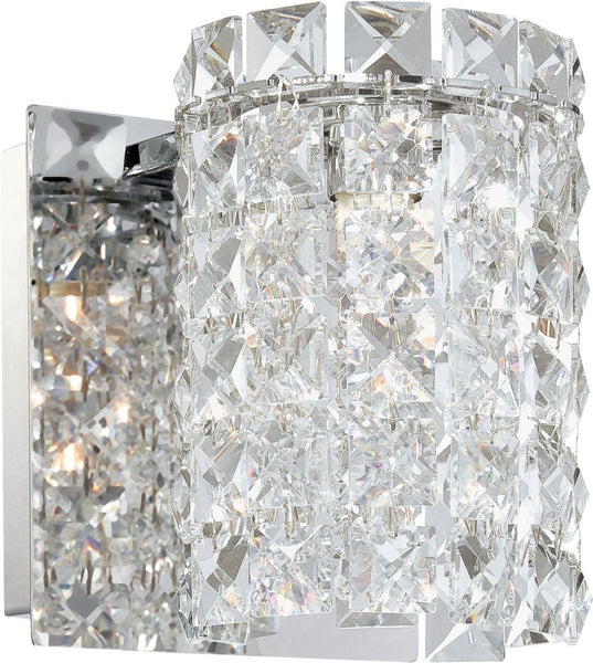 Queen 1 Light Vanity In Chrome and Clear Crystal Glass