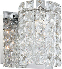 Queen 1 Light Vanity In Chrome and Clear Crystal Glass