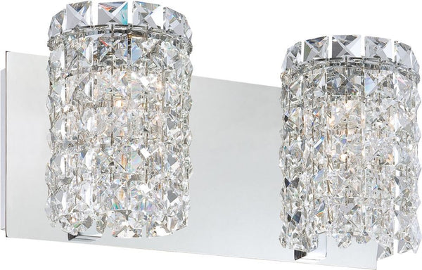 Queen 2 Light Vanity In Chrome and Clear Crystal Glass