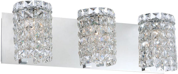 Queen 3 Light Vanity In Chrome and Clear Crystal Glass