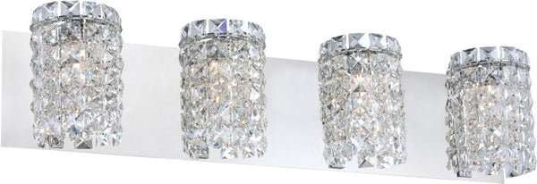 Queen 4 Light Vanity In Chrome and Clear Crystal Glass
