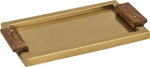Brass Tray With Wood Handles