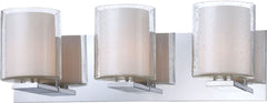 Combo 3 Light Vanity In Chrome and Clear Stromboli Outer Glass With White Opal Inner Glass