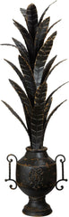 Aged Black Metal Foliage Urn