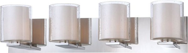 Combo 4 Light Vanity In Chrome and Clear Stromboli Outer Glass With White Opal Inner Glass