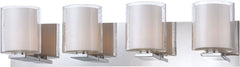 Combo 4 Light Vanity In Chrome and Clear Stromboli Outer Glass With White Opal Inner Glass