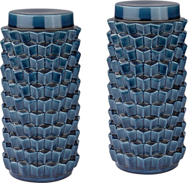 Accordion Crackled Blue Jar