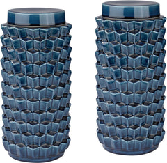 Accordion Crackled Blue Jar