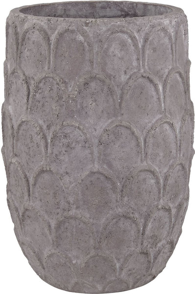 Large Aged Powdered Lotus Petal-Carved Pot