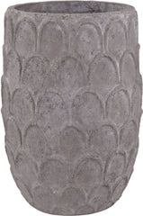 Large Aged Powdered Lotus Petal-Carved Pot