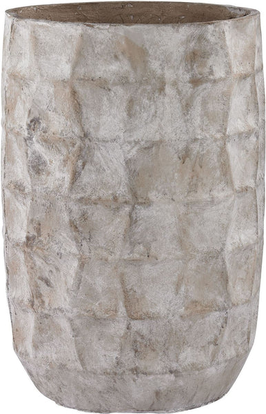 Aged Powdered Vase With Faceted Texture