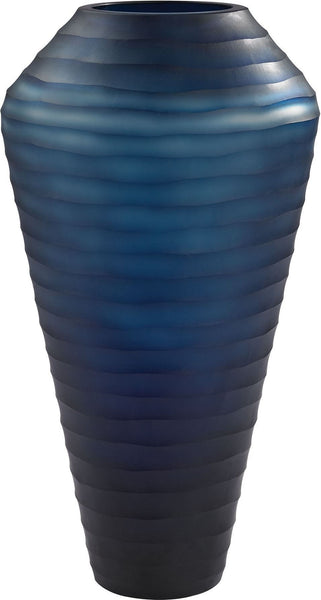 Deep Blue Indigo Ribbed Vase