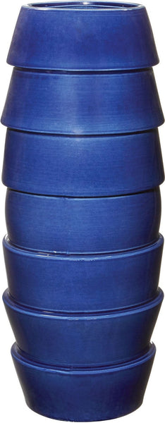 Tall Denim Crackle Layered Vessel