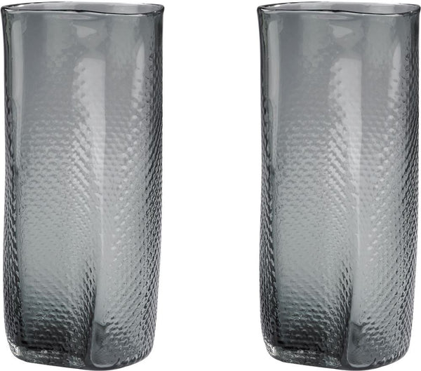 Grey Etched Glass Vase