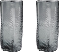 Grey Etched Glass Vase