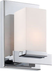 Sleek 1 Light Vanity In Chrome and White Opal Glass