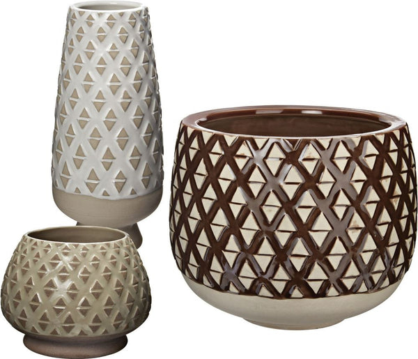 Two Tone Lattice Pots