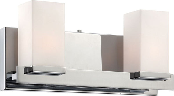 Sleek 2 Light Vanity In Chrome and White Opal Glass