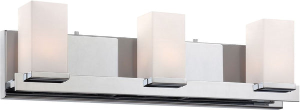 Sleek 3 Light Vanity In Chrome and White Opal Glass