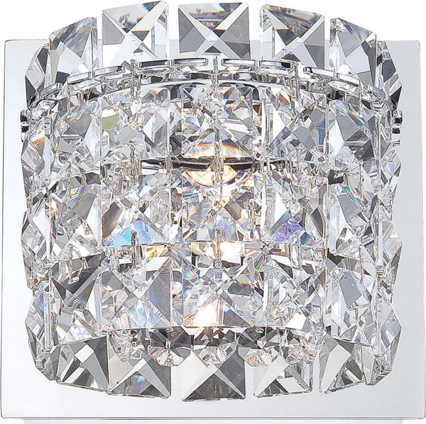 Rondell 1 Light Vanity In Chrome and Clear Crystal Glass