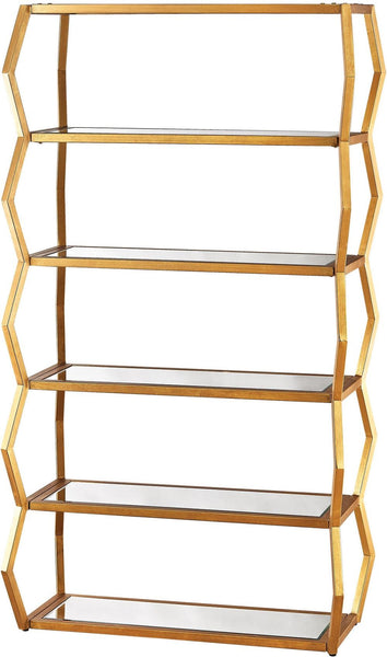 Anjelica Bookshelf In Gold Leaf and Clear Mirror