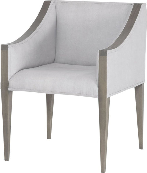 Ashley Side Chair In Waterfront Grey Stain With Morning Mist Linen Upholestery