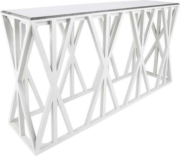 Weft Tressle Console In Grain De Bois Cappucino Foam and Silver Leaf