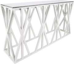 Weft Tressle Console In Grain De Bois Cappucino Foam and Silver Leaf