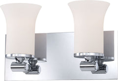 Flare 2 Light Vanity In Chrome and White Opal Glass