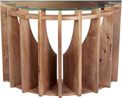 Wooden Sundial Console Table