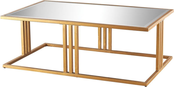 Andy Coffee Table In Gold Leaf and Clear Mirror