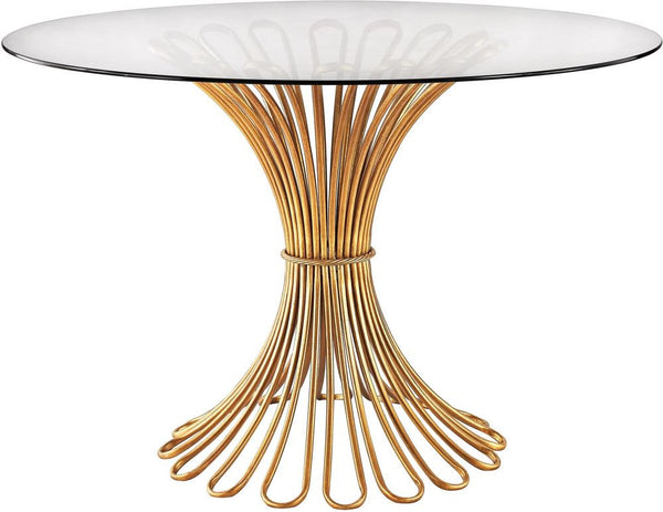 Flaired Rope Entry Table In Gold Leaf and Clear Glass