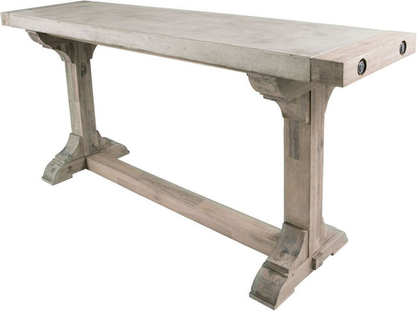 Pirate Concrete and Wood Dining Table With Waxed Atlantic Finish