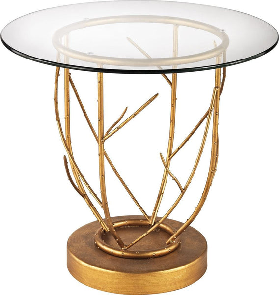 Thicket Side Table In Gold Leaf and Clear Glass
