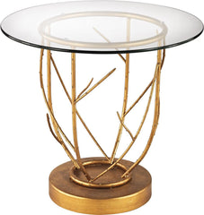 Thicket Side Table In Gold Leaf and Clear Glass