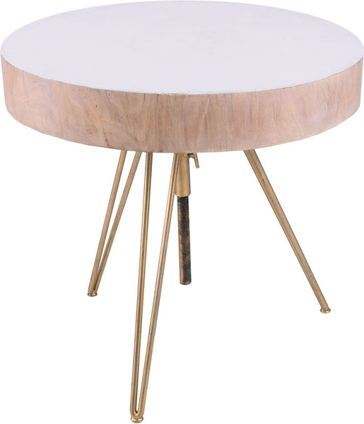 Biarritz Suar Wood Accent Table With Gold Metal Legs
