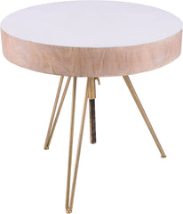 Biarritz Suar Wood Accent Table With Gold Metal Legs