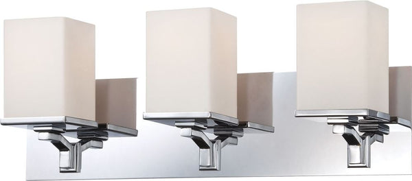 Ramp 3 Light Vanity In Chrome and White Opal Glass