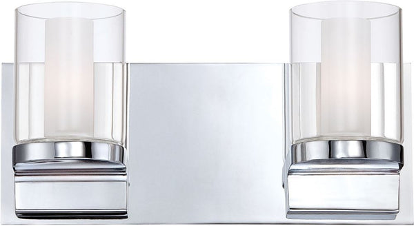 Anchor 2 Light Vanity In Chrome and Clear Outer Glass With White Opal Inner Glass