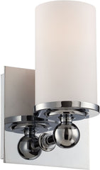 Adam 1 Light Vanity In Chrome and White Opal Glass